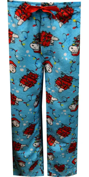 Peanuts Snoopy Light Blue Plush Christmas Lounge Pant