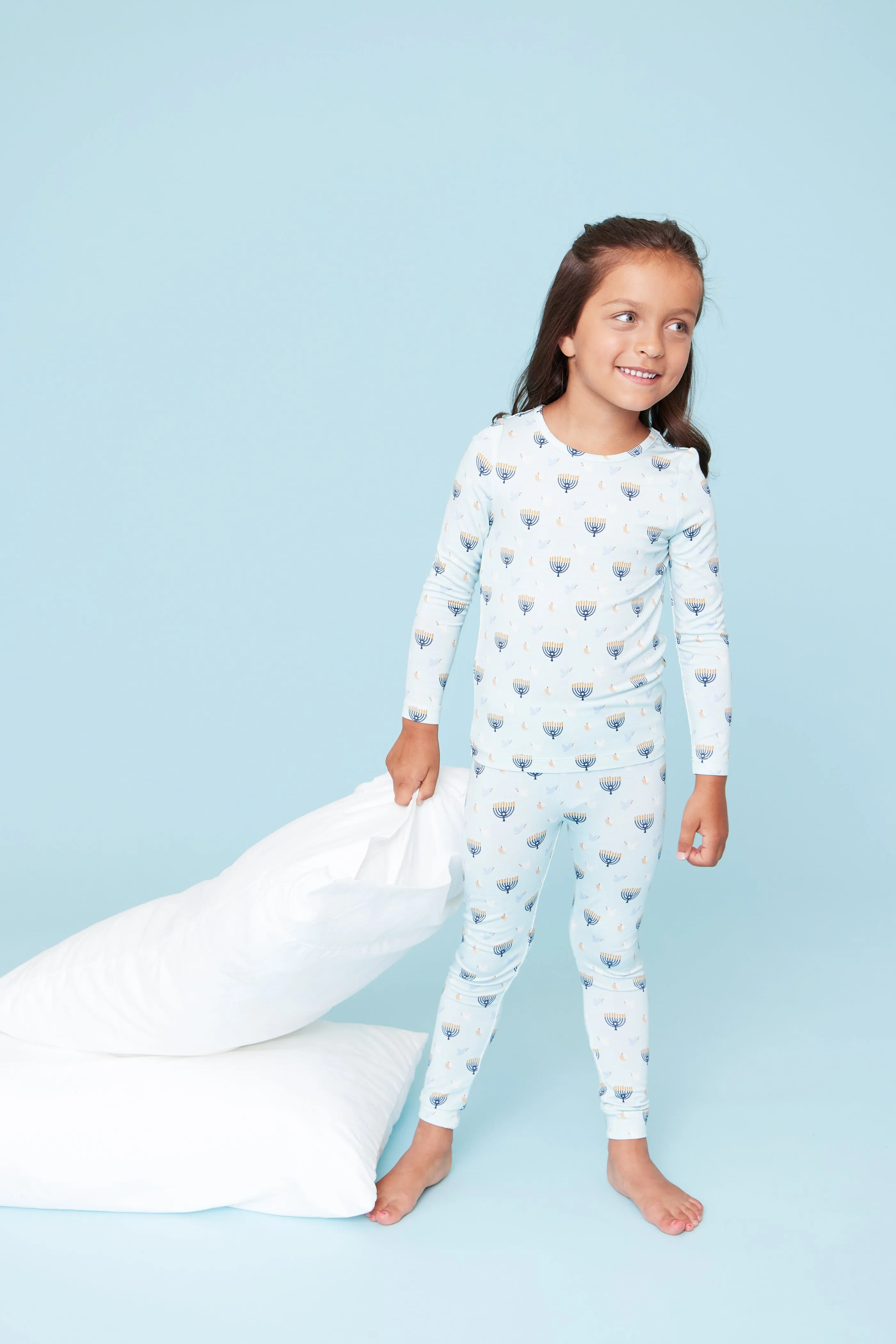 Pink Chicken Kids Bamboo PJ Set - Peaceful Hanukkah