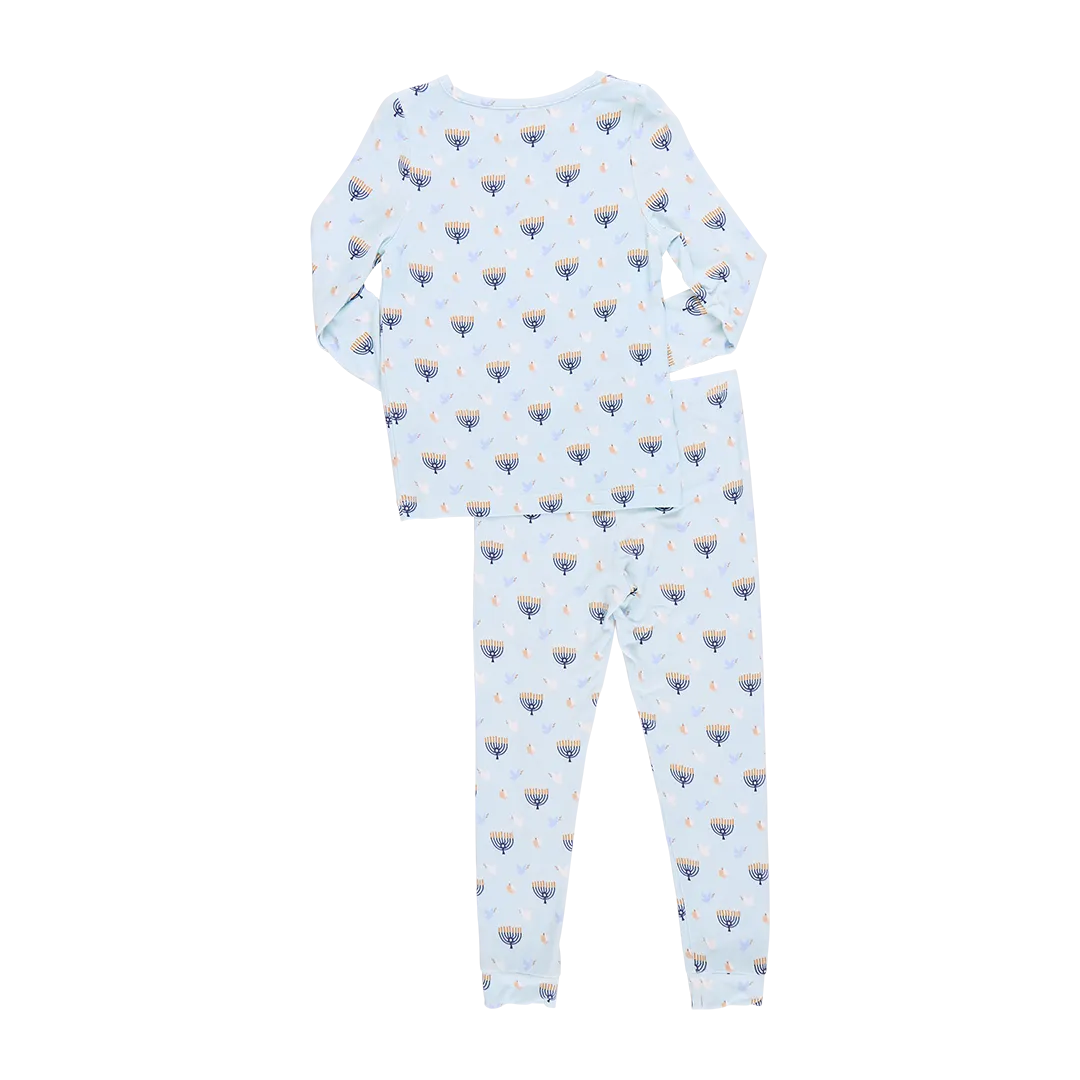 Pink Chicken Kids Bamboo PJ Set - Peaceful Hanukkah