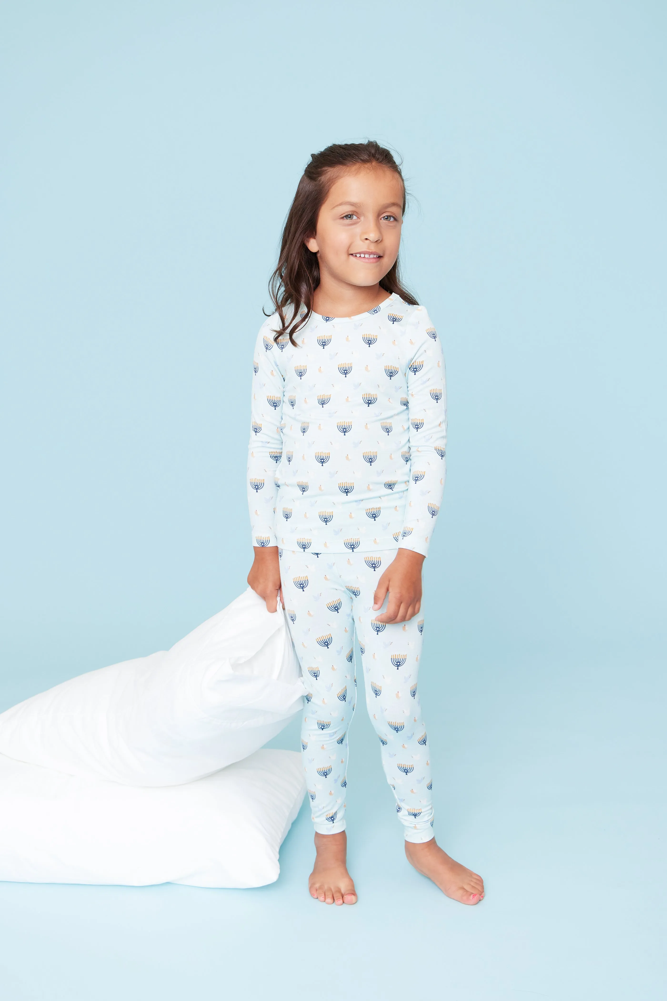 Pink Chicken Kids Bamboo PJ Set - Peaceful Hanukkah