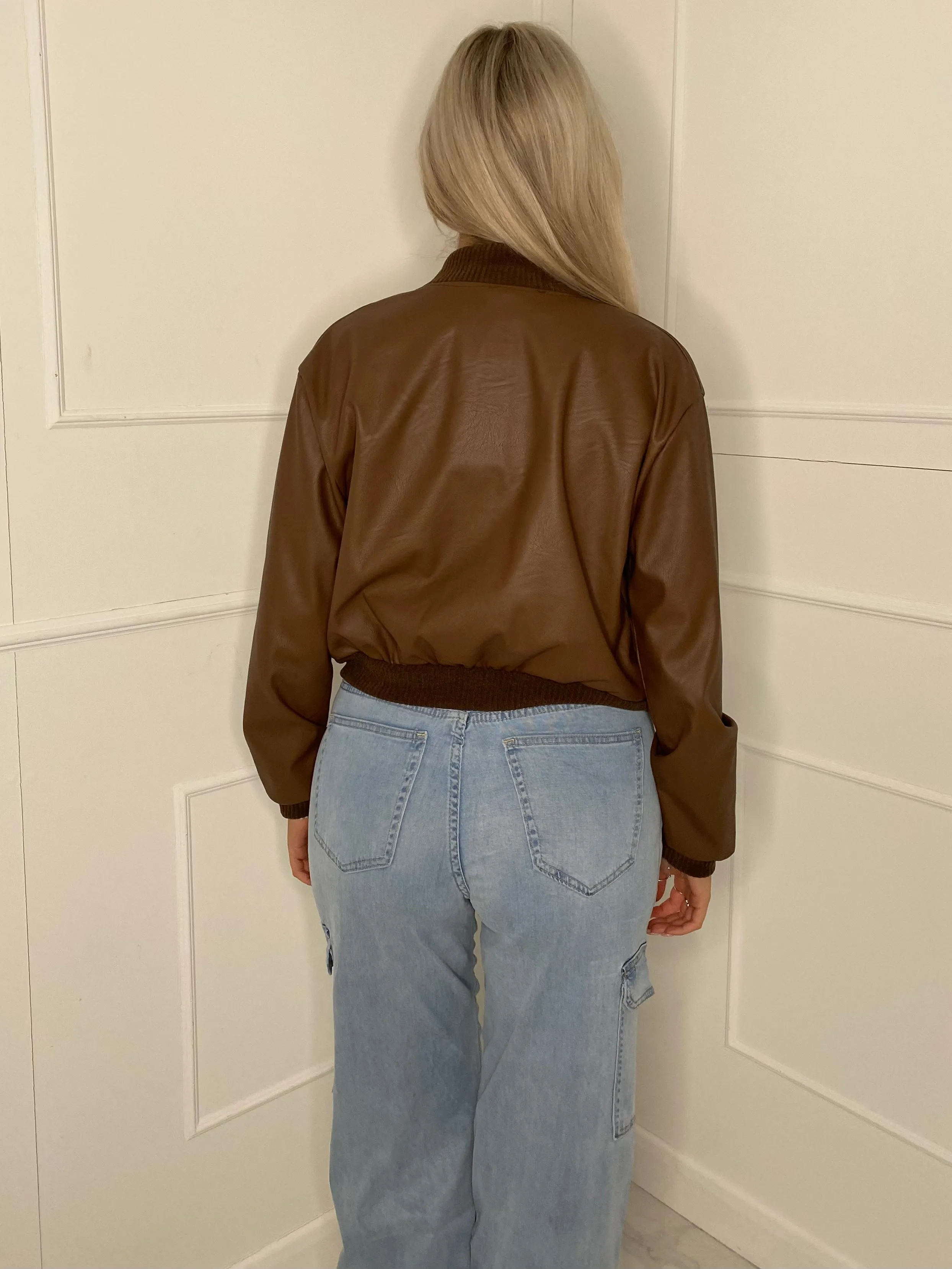 Pvc Bomber Jacket - Chocolate Brown