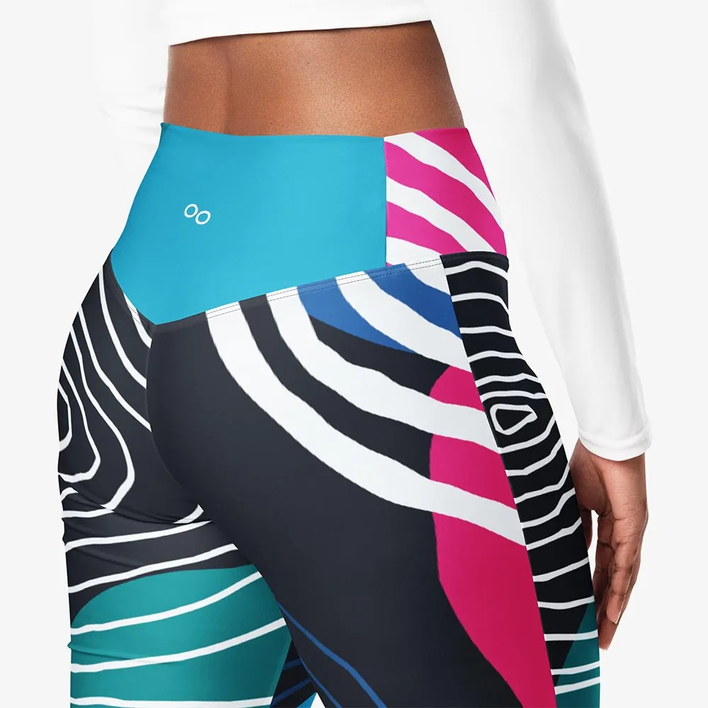 Recycled Flare leggings "Moodernist" Blue/Pink