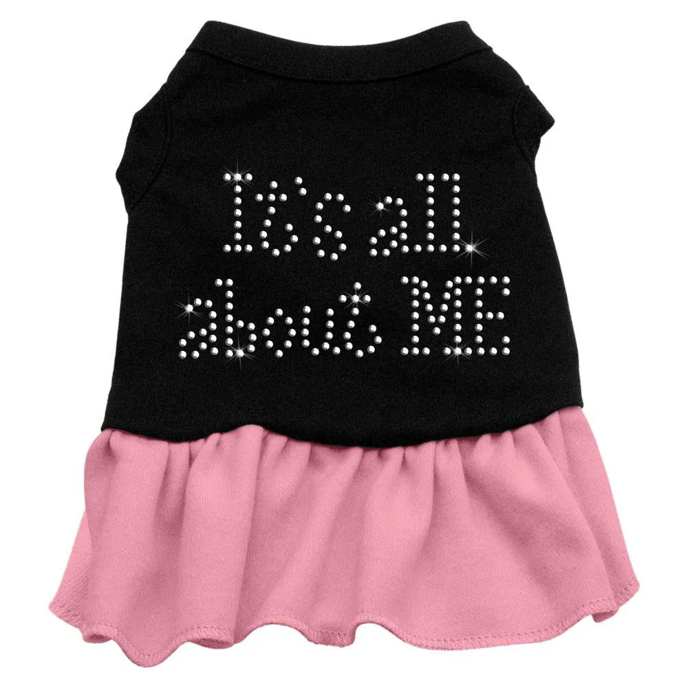 Rhinestone All About me Dress Black with Pink Lg (14)