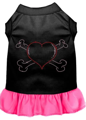 Rhinestone Heart And Crossbones Dress Black With Bright Pink Lg (14)