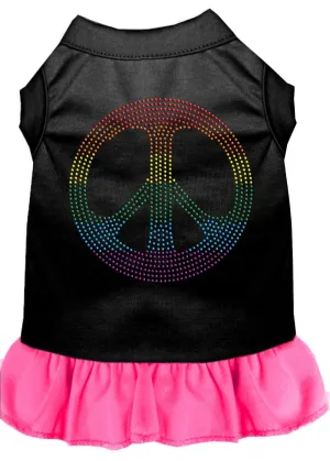 Rhinestone Rainbow Peace Dress Black With Bright Pink Xs (8)