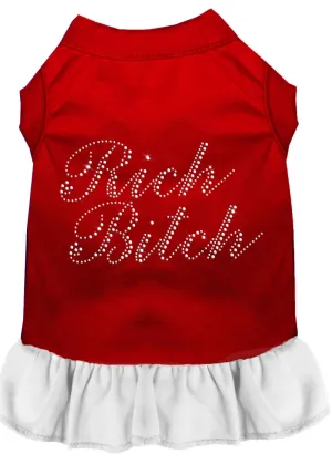 Rhinestone Rich Bitch Dress Red With White Xl (16)