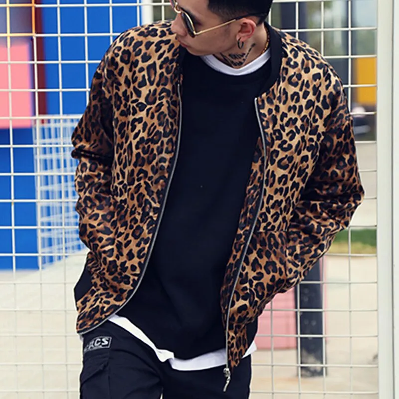 Stylish Casual Leopard Print Bomber Jacket