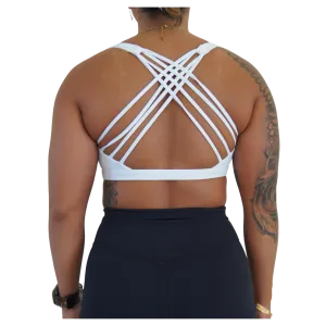 Thin Cross Back Sports Bra - White