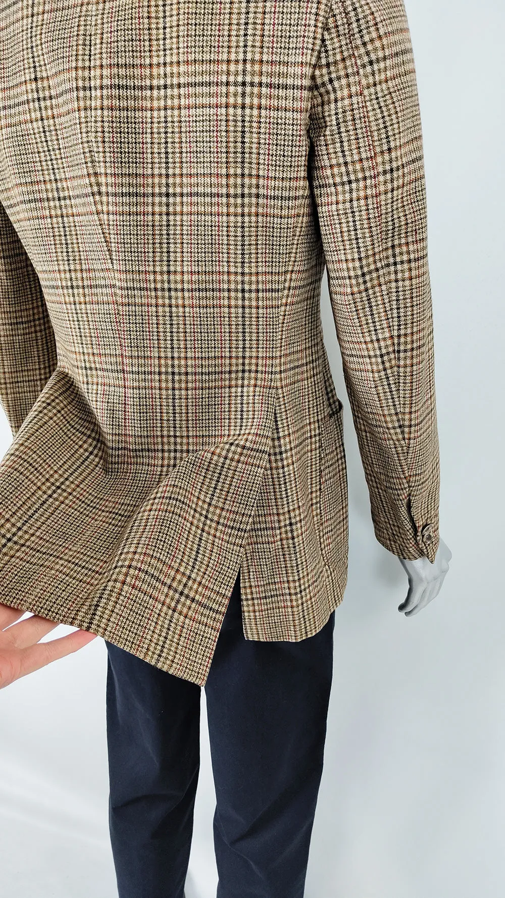 Vintage 70s Mens Wide Lapel Patch Pocket Check Blazer, 1970s